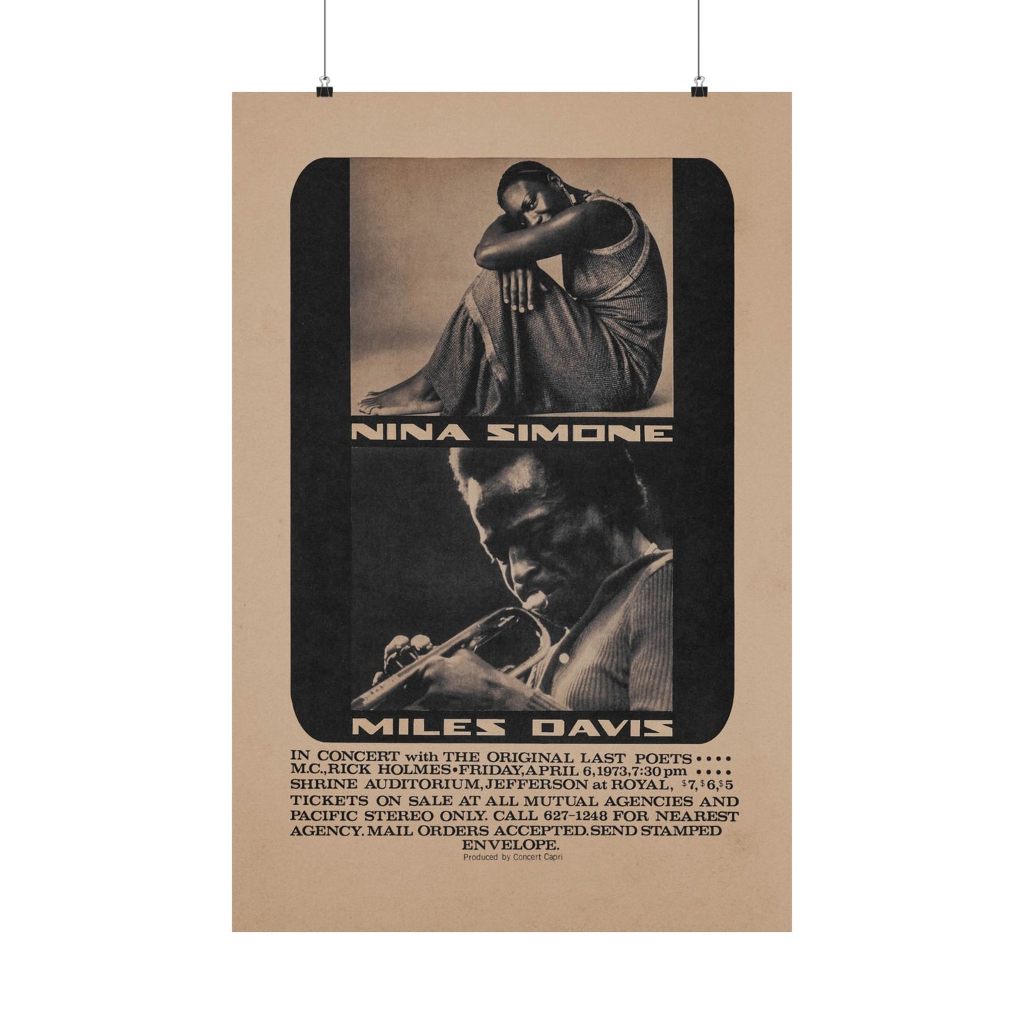 Nina Simone & Miles Davis 1973 Concert Poster