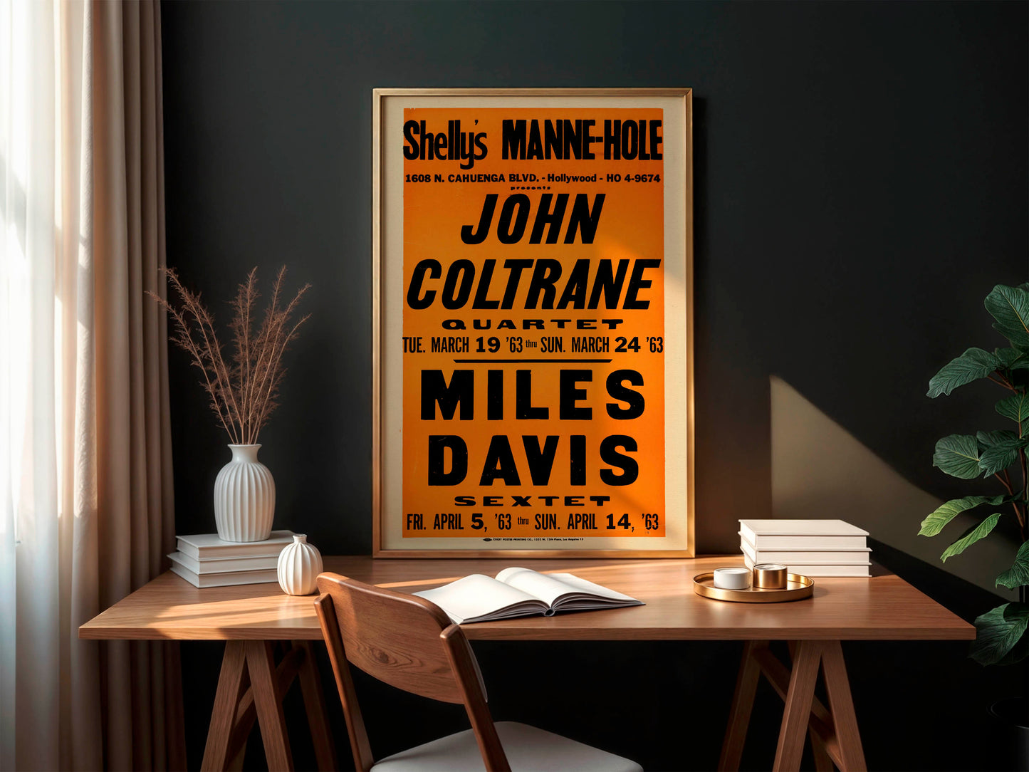 John Coltrane and Miles Davis 1963 Concert Poster, Rare!