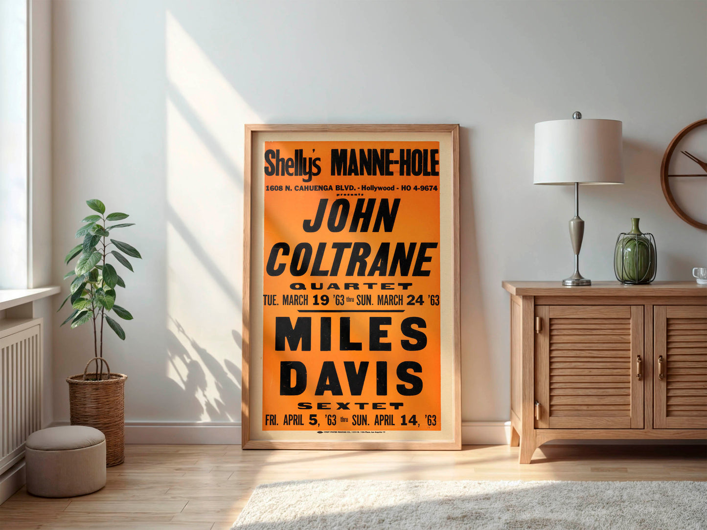 John Coltrane and Miles Davis 1963 Concert Poster, Rare!