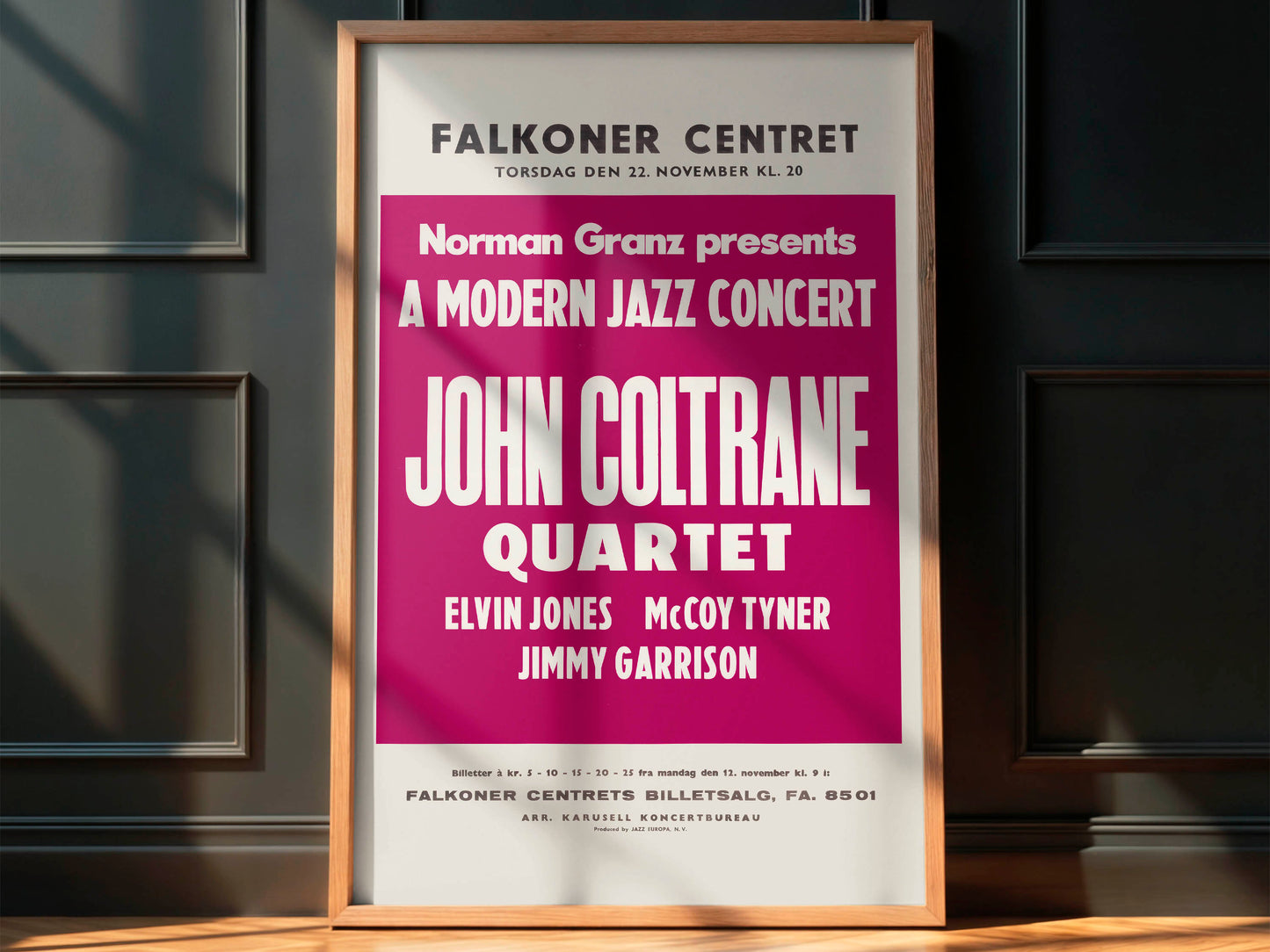 John Coltrane 1962 Copenhagen, Denmark Concert Poster. Rare!