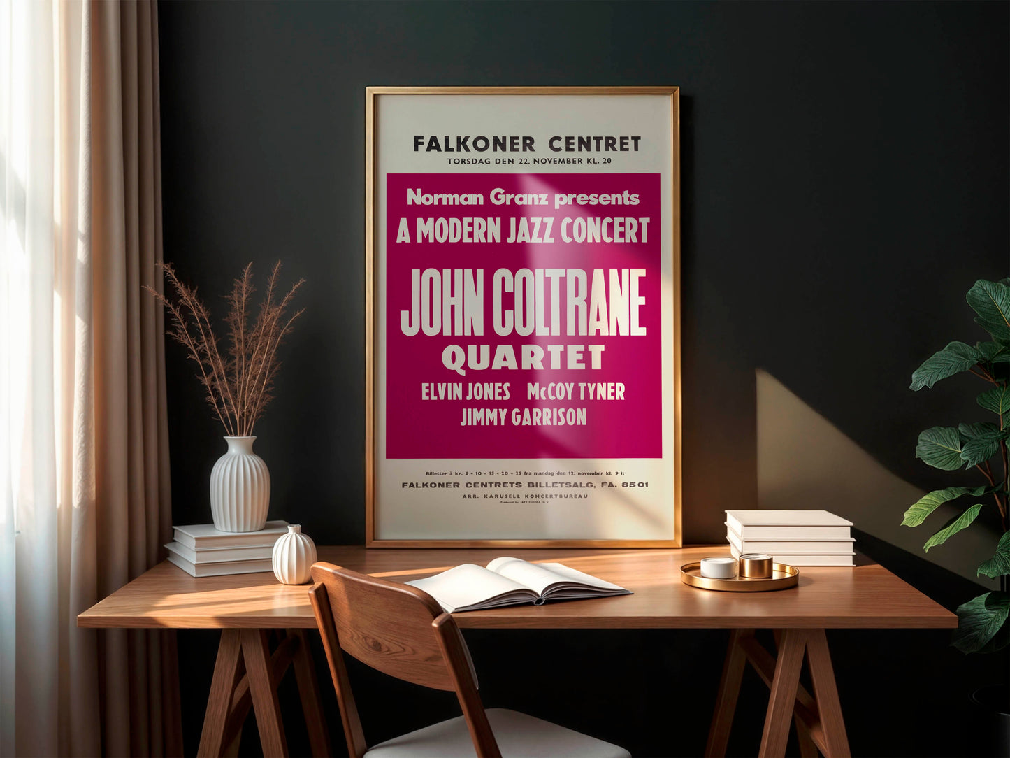 John Coltrane 1962 Copenhagen, Denmark Concert Poster. Rare!