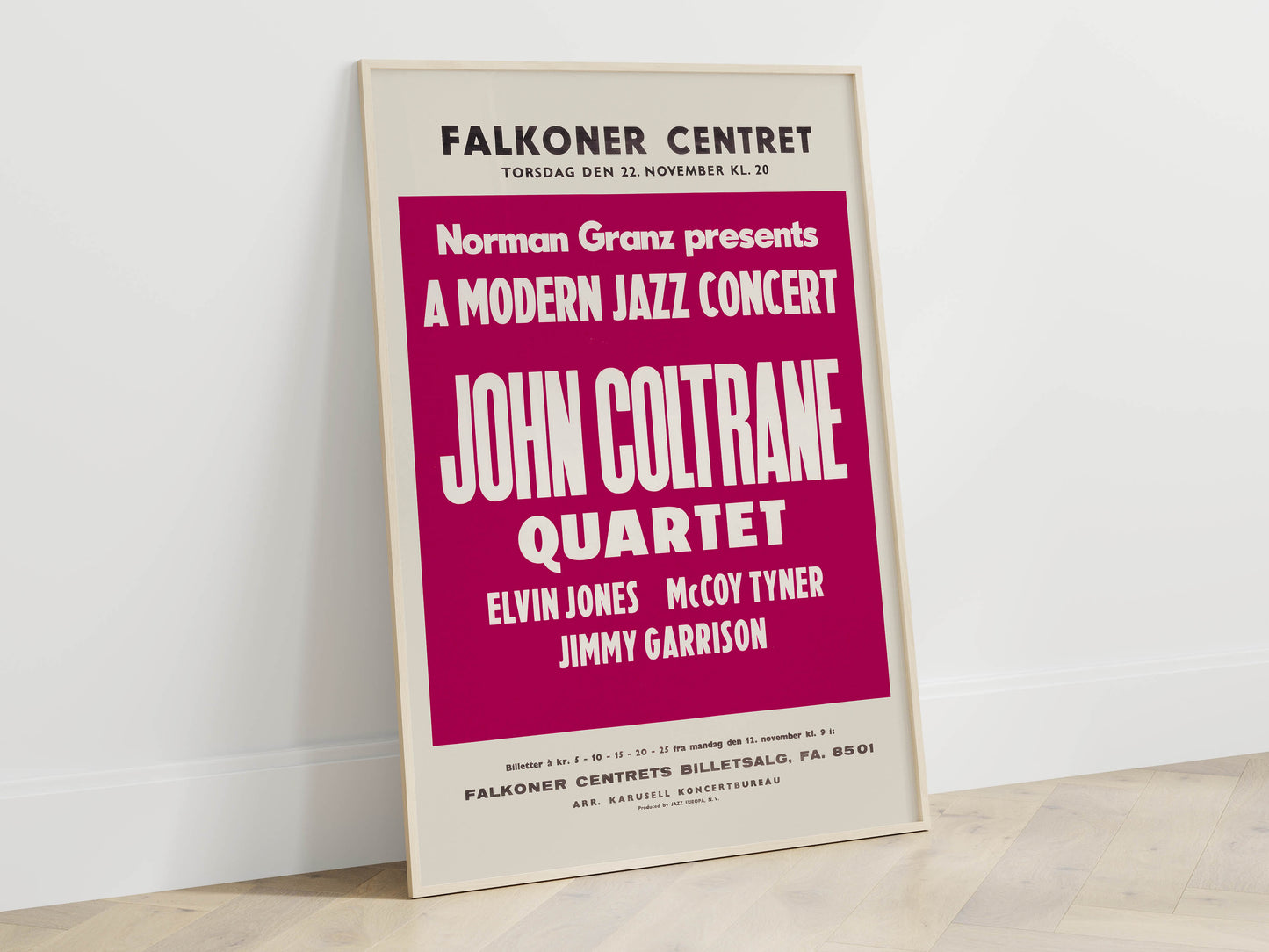 John Coltrane 1962 Copenhagen, Denmark Concert Poster. Rare!
