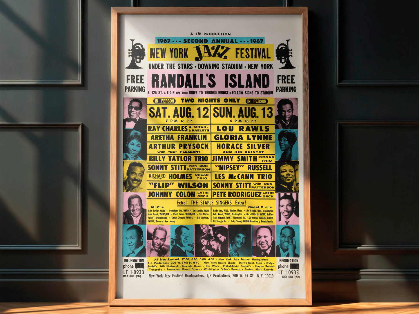 Ray Charles and Aretha Franklin 1967 New York Jazz Festival Concert Poster. Extremely Rare!