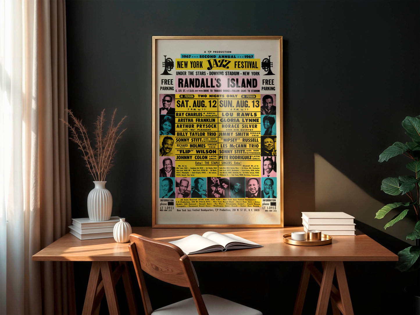Ray Charles and Aretha Franklin 1967 New York Jazz Festival Concert Poster. Extremely Rare!