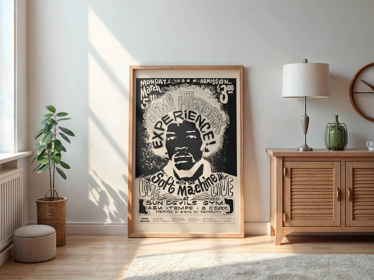 Jimi Hendrix Experience 1968 Concert Poster, Rare!