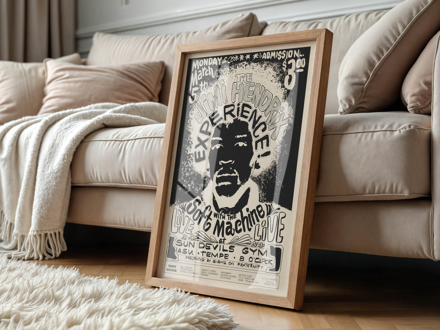 Jimi Hendrix Experience 1968 Concert Poster, Rare!