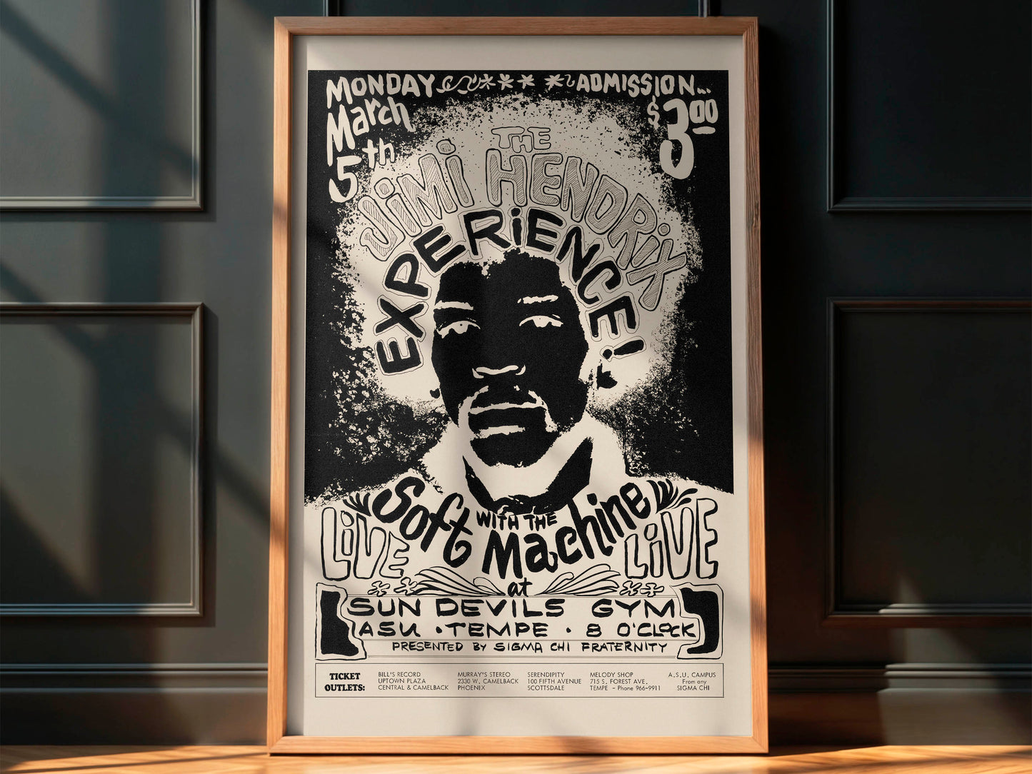 Jimi Hendrix Experience 1968 Concert Poster, Rare!