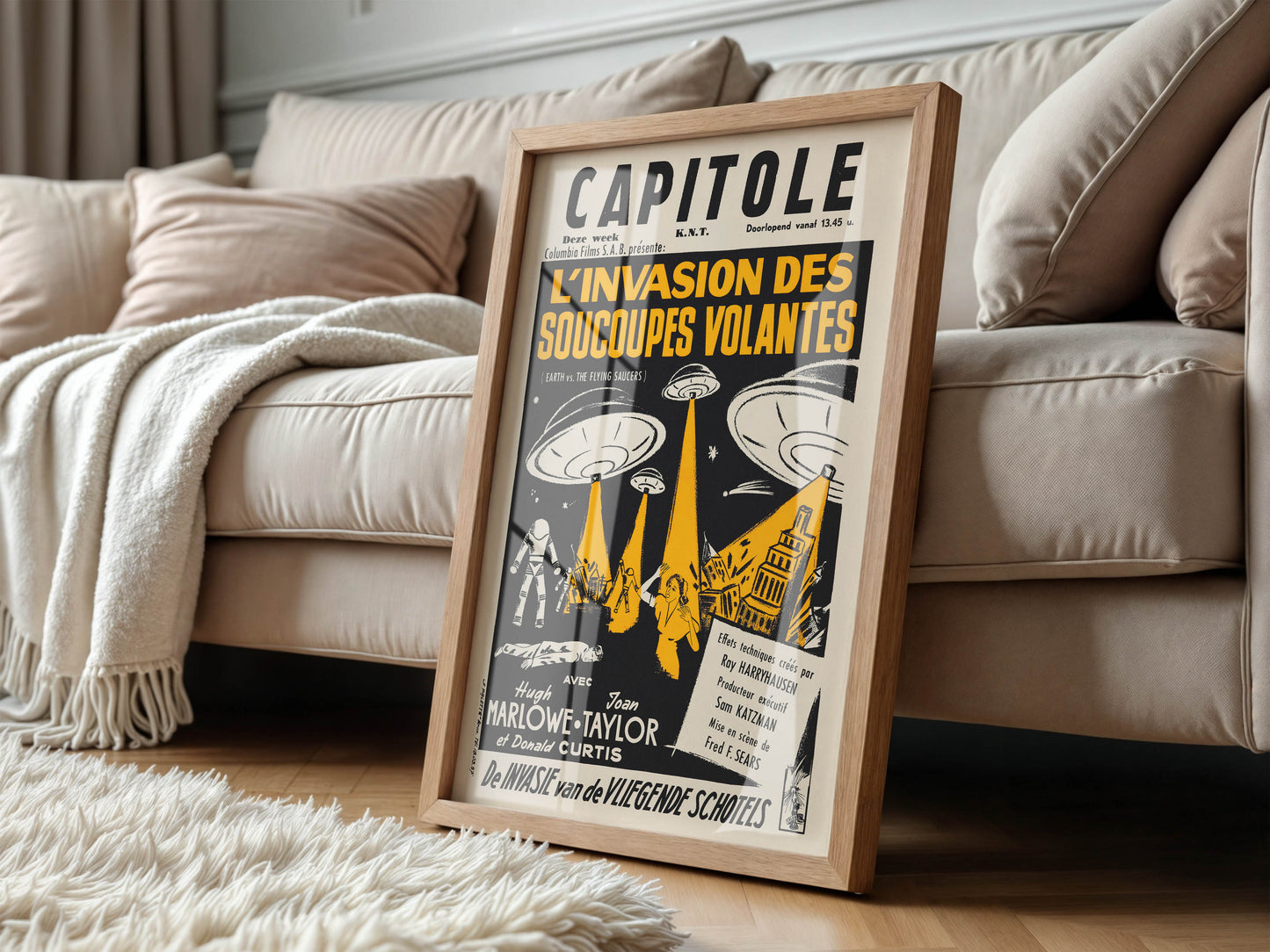 Earth vs. the Flying Saucers 1956 Movie. Belgian Poster. Very Rare!