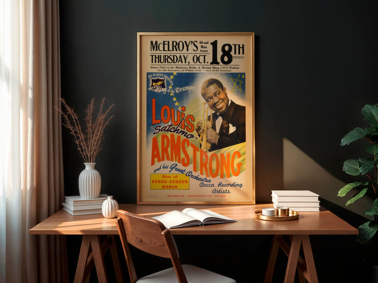Louis Armstrong McElroy's Concert Poster (Joe Glaser Presents, 1945). Extremely Rare!