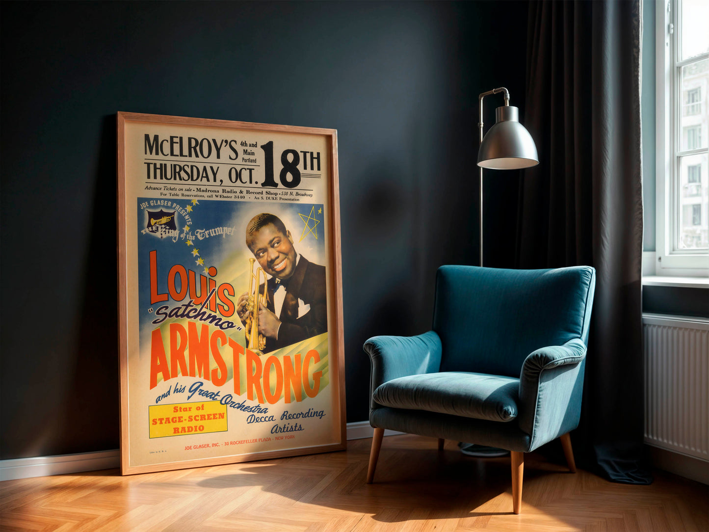 Louis Armstrong McElroy's Concert Poster (Joe Glaser Presents, 1945). Extremely Rare!