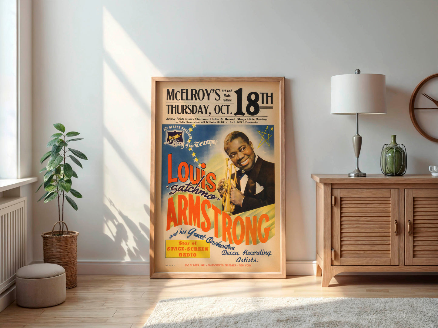 Louis Armstrong McElroy's Concert Poster (Joe Glaser Presents, 1945). Extremely Rare!