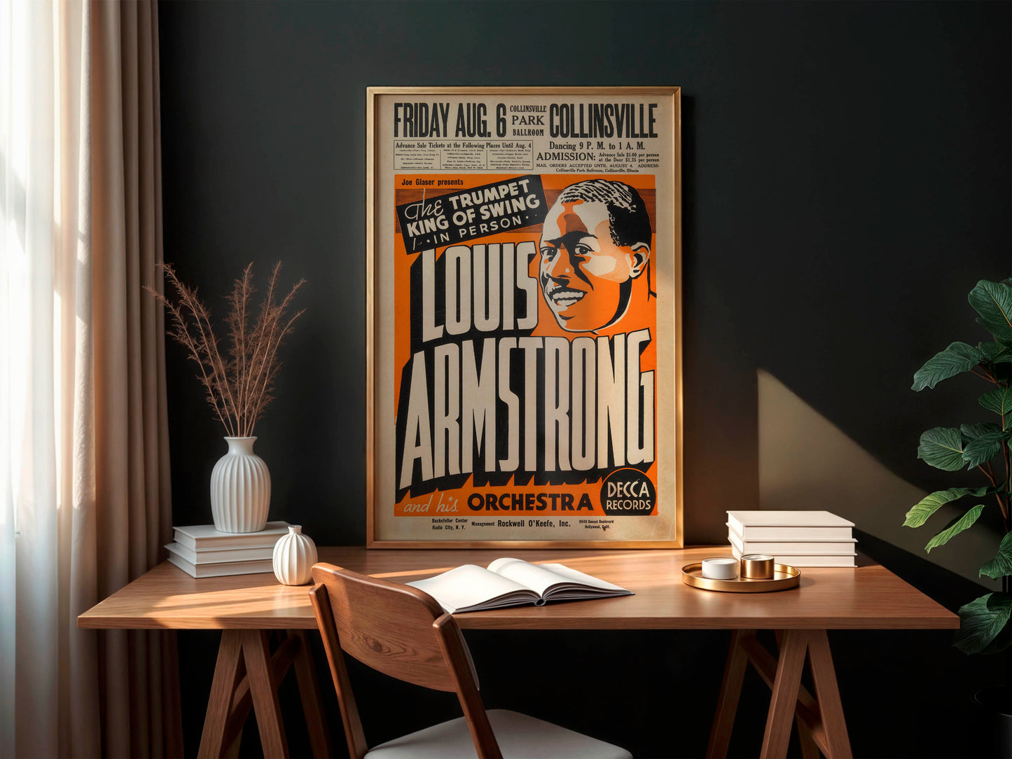 Louis Armstrong Concert Poster (Joe Glaser Presents,1937), Rare!