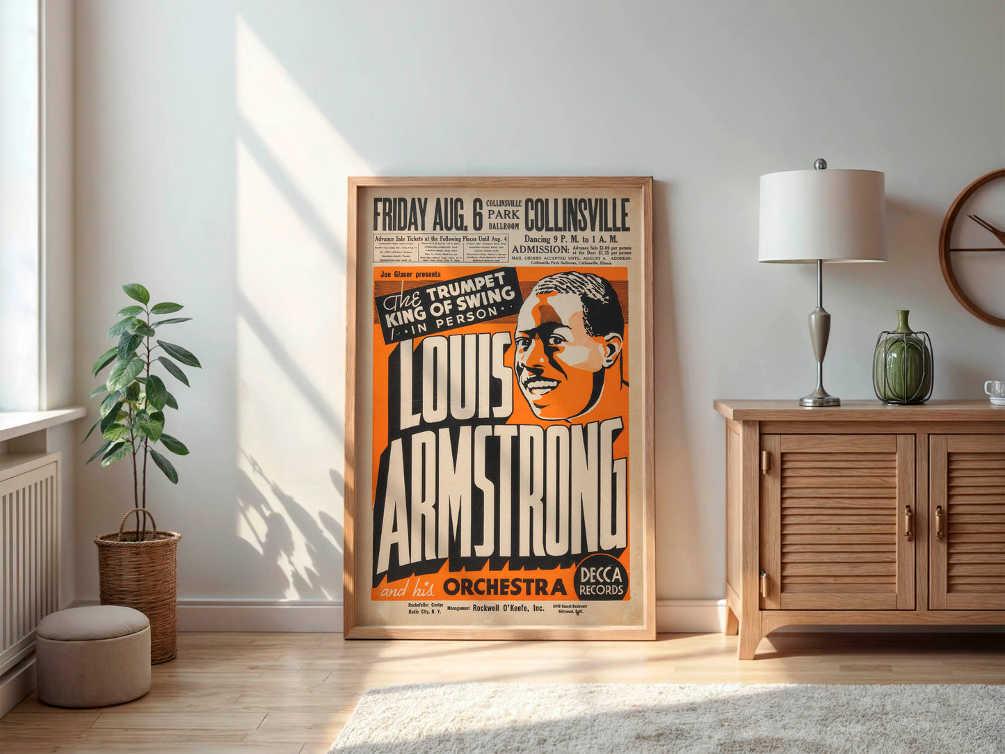 Louis Armstrong Concert Poster (Joe Glaser Presents,1937), Rare!