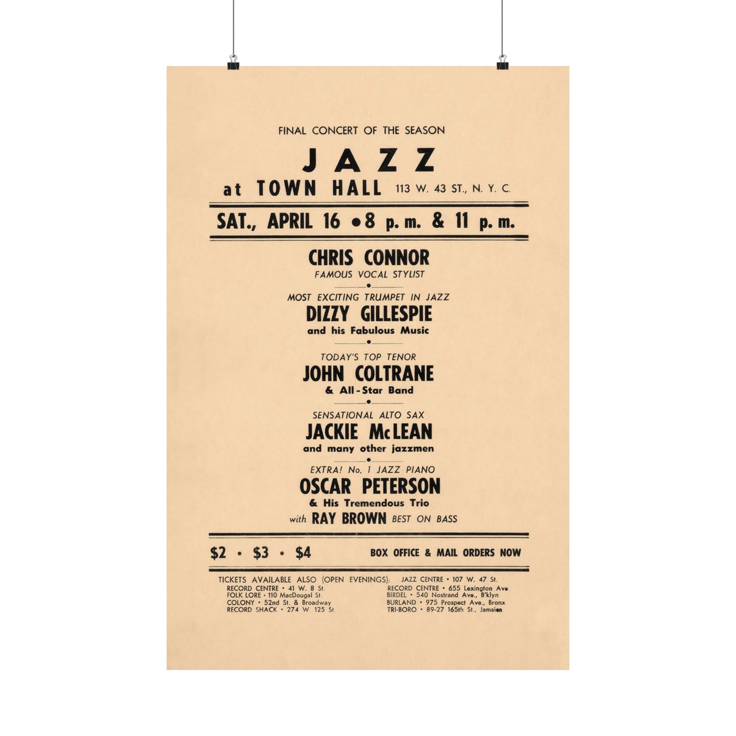 Dizzy Gillespie and John Coltrane 1960 Concert Poster. Very Rare!