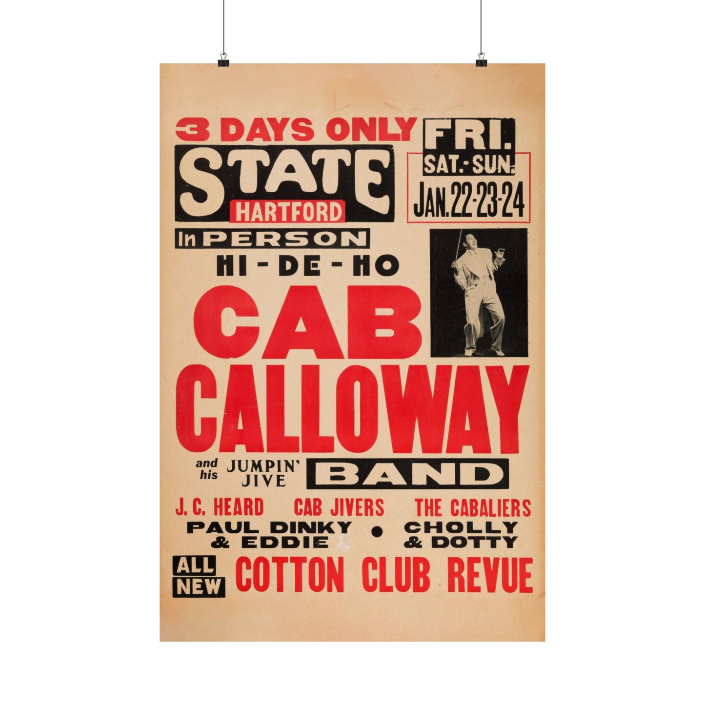 Cab Calloway 1943 Concert Poster. Cotton Club Revue. Very Rare!