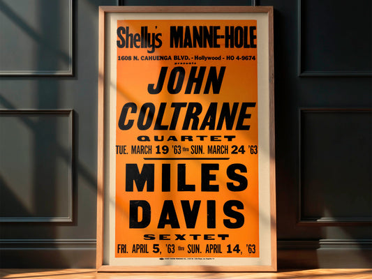 John Coltrane and Miles Davis 1963 Concert Poster, Rare!