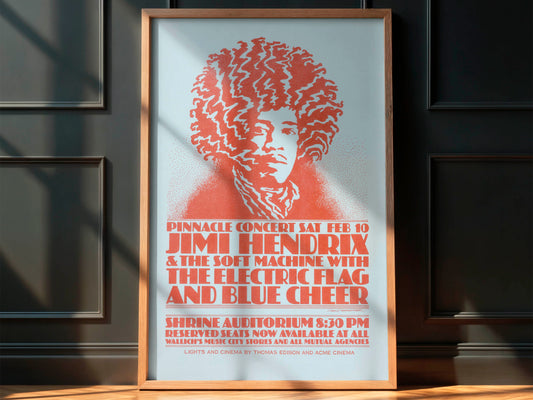 Jimi Hendrix Shrine Auditorium 1968 Concert Poster, Rare!