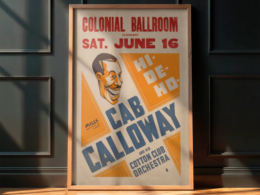 Cab Calloway & Cotton Club Orchestra 1934 Massachusetts Concert Poster. Very Rare!