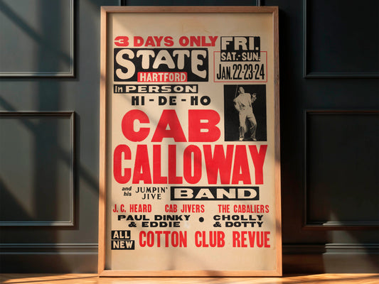 Cab Calloway 1943 Concert Poster. Cotton Club Revue. Very Rare!