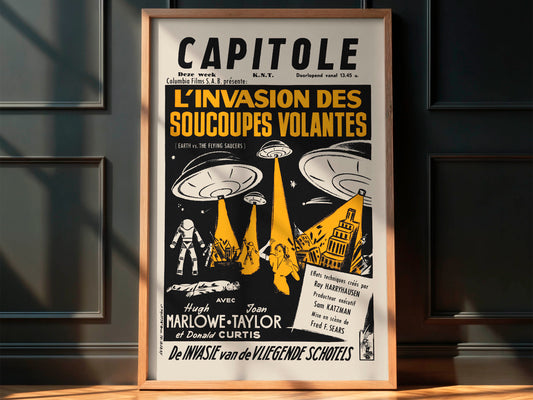 Earth vs. the Flying Saucers 1956 Movie. Belgian Poster. Very Rare!
