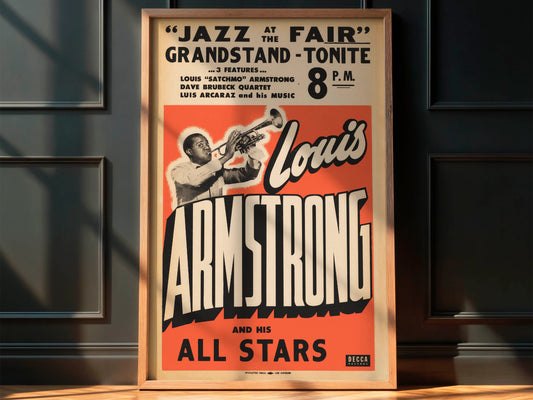 Louis Armstrong & His All-Stars 1950's "Tonite" Fair Poster. Very Rare!