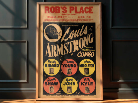 Louis Armstrong 1954 Concert Poster. Very Rare!