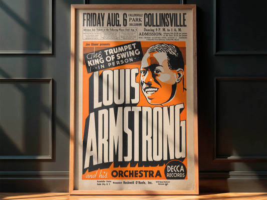 Louis Armstrong Concert Poster (Joe Glaser Presents,1937), Rare!