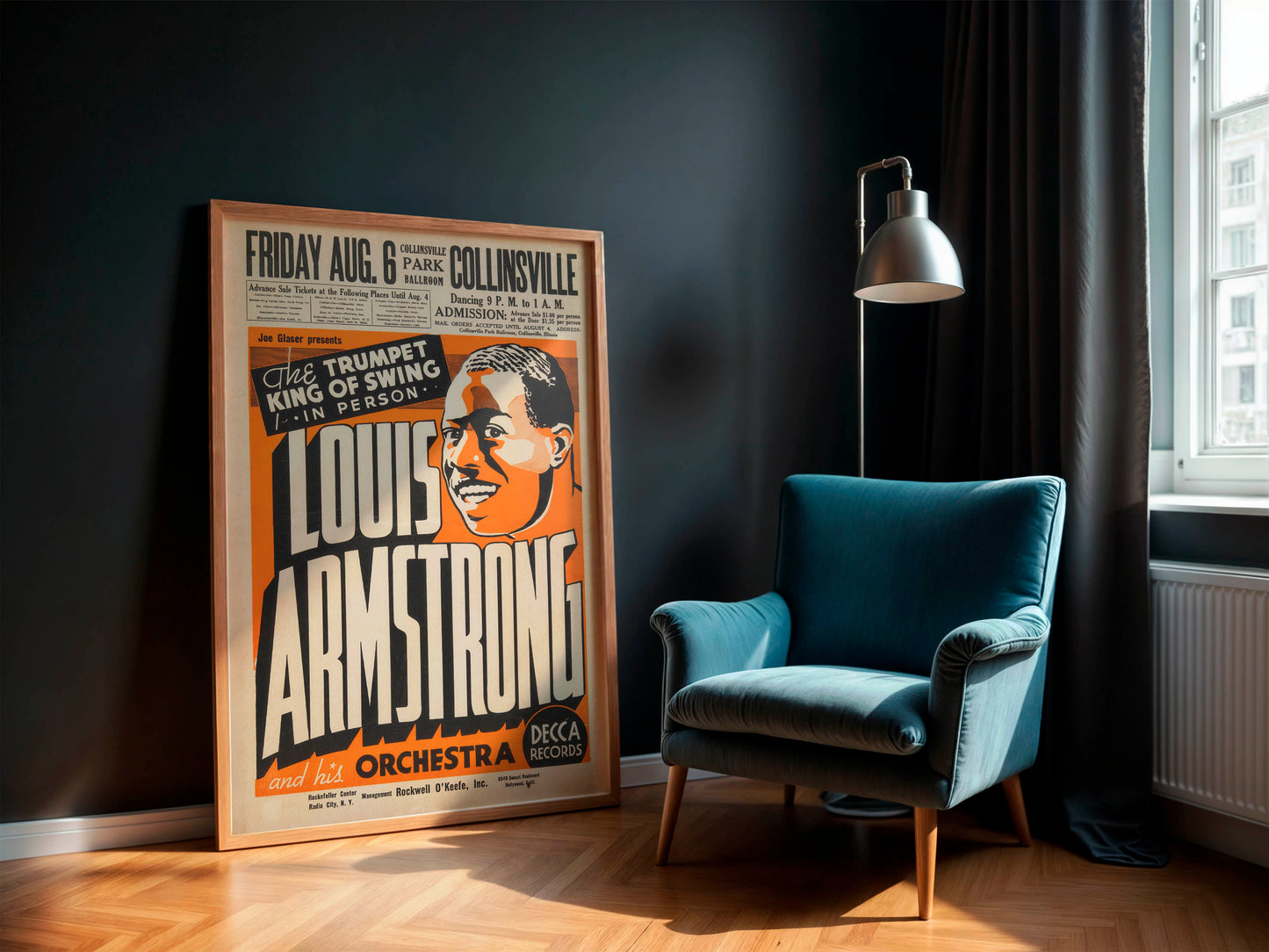 Louis Armstrong Concert Poster (Joe Glaser Presents,1937), Rare!
