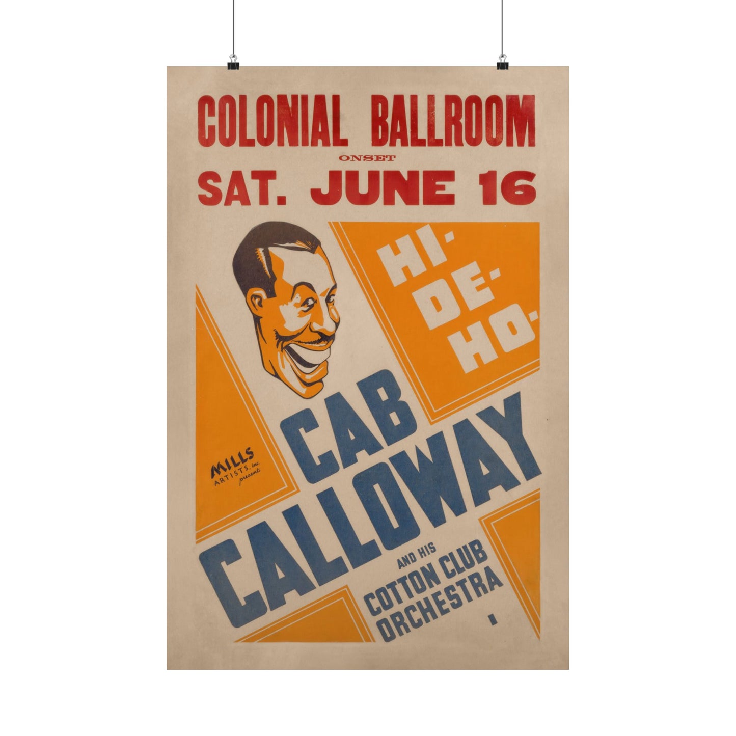 Cab Calloway & Cotton Club Orchestra 1934 Massachusetts Concert Poster. Very Rare!
